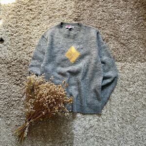 Ines de la Fressange Uniqlo Gray Sweater Argyle Alpaca Wool Pullover Women’s M